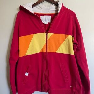 Retro Toddland Men's Red and Orange Hoodie